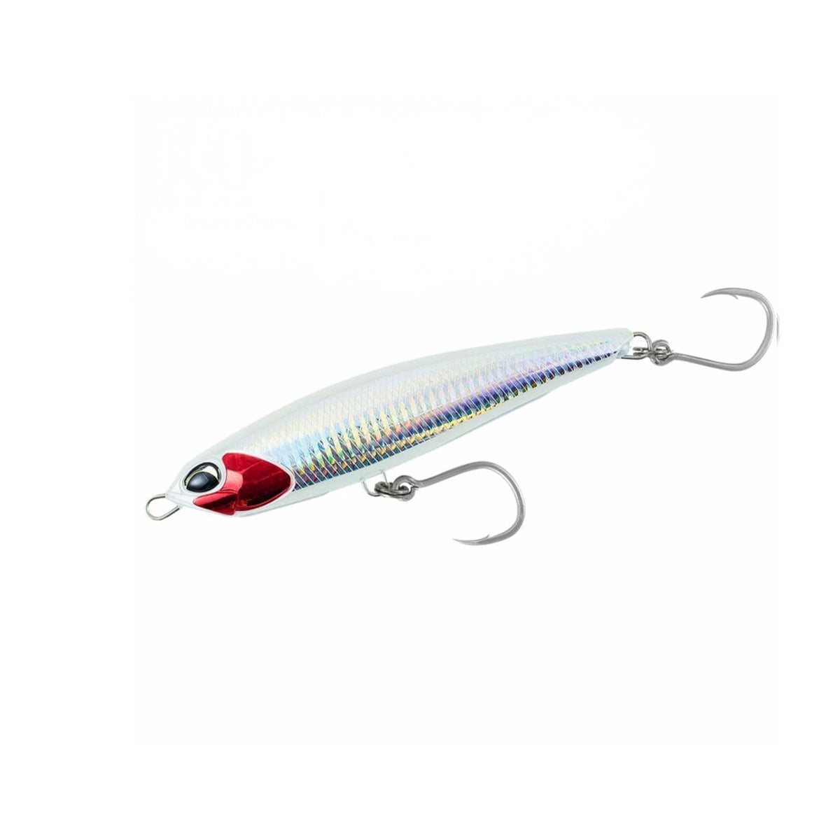 DUO Rough Trail Aomasa 188SF stickbait, silverfärgad med rött huvud och två krokar - effektiv för GT-fiske i tropikerna.