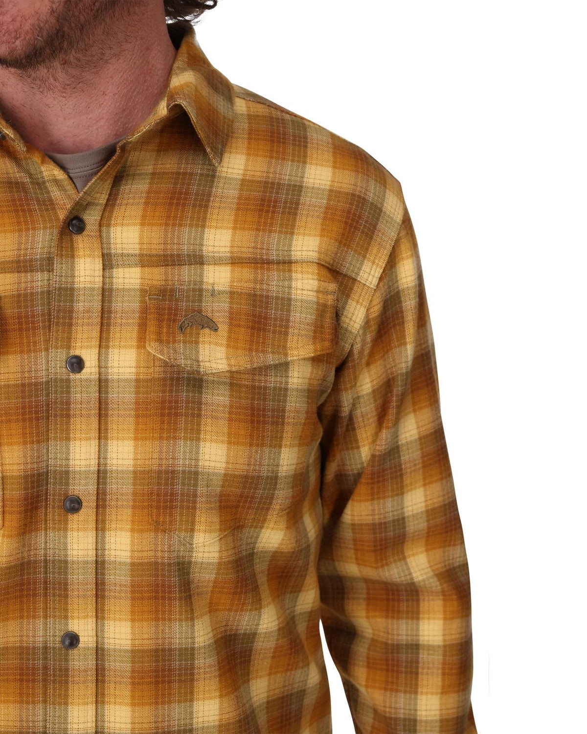 Simms Gallatin Flannel Shirt - Kennebec Plaid: Sandbar