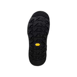 Skwala Fishing RS Boot med svart Vibram-sula, djup slitstark fiskekänga, gult ovallogo, mot vit bakgrund.