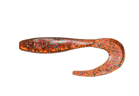 RenzStein RenzTail Perch jigg 22cm, 8g, 5-pack i orange glitter för abborrefiske, fiskformad kropp och lång svans.