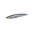 DUO Rough Trail Fumble 230F Genkai Sardine, fiskformad ytbete med glänsande kropp, svarta prickar och tre fästöglor för fiske.