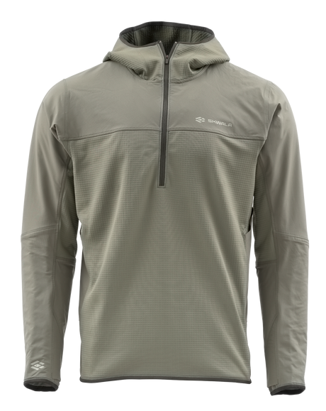 Skwala Fishing Fusion Tactical Hoody i ljusgrått, lång ärm, halv dragkedja, tumhål - perfekt fisketröja för resor och komfort.