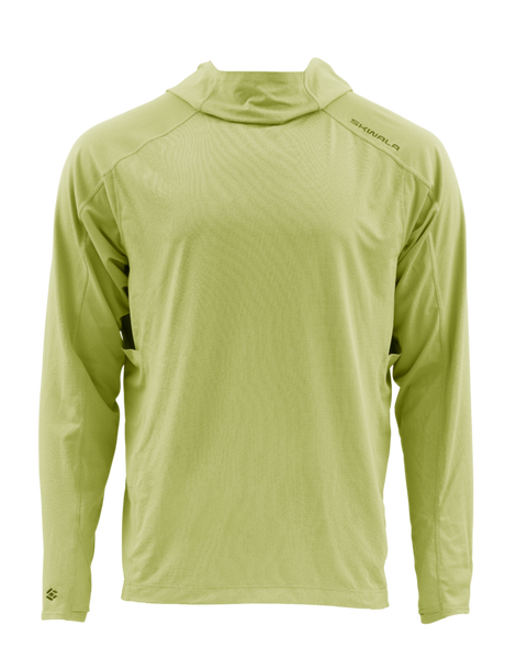 Skwala Sol Defense Hoody i ljusgrönt med UPF skydd, perfekt för fiskeäventyr. Hudvänlig och praktisk för alla fiskare.