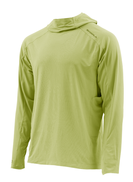 Skwala Fishing Sol Defense Hoody i ljusgrönt, långärmad fisketröja med UPF-skydd och insektsmedel-perfekt för fiskeäventyr.